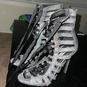 Steve Madden glitter open toe heel